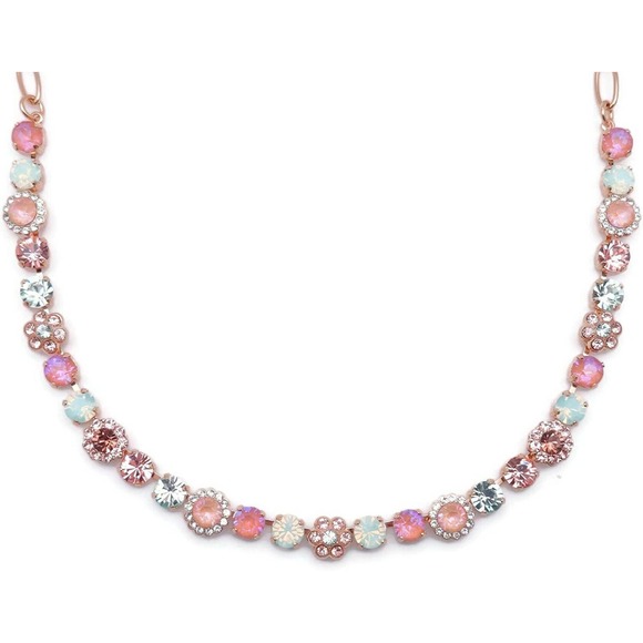 Mariana Monarch Gold Necklace in Peach & Green Crystal Flower Mosaic 1124 NWT - Picture 1 of 3